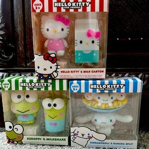 Sanrio Hello Kitty And Friends Flocked Food Figurines Set Of 3 characters